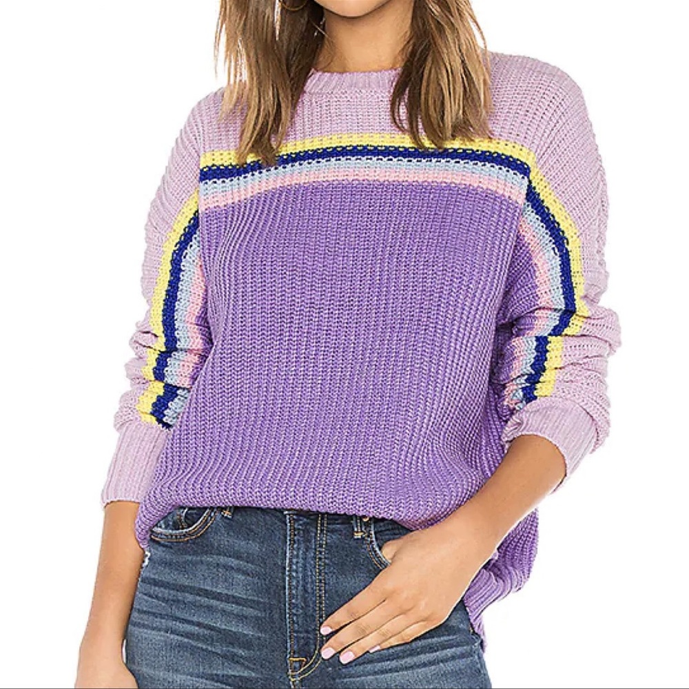Lovers + Friends Leia Oversized Striped Knit Sweater